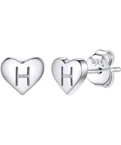 925 Sterling Silver Heart Letter Stud Earrings for Women Initial Earring for Girls with Gift Packaging H $10.06 Earrings