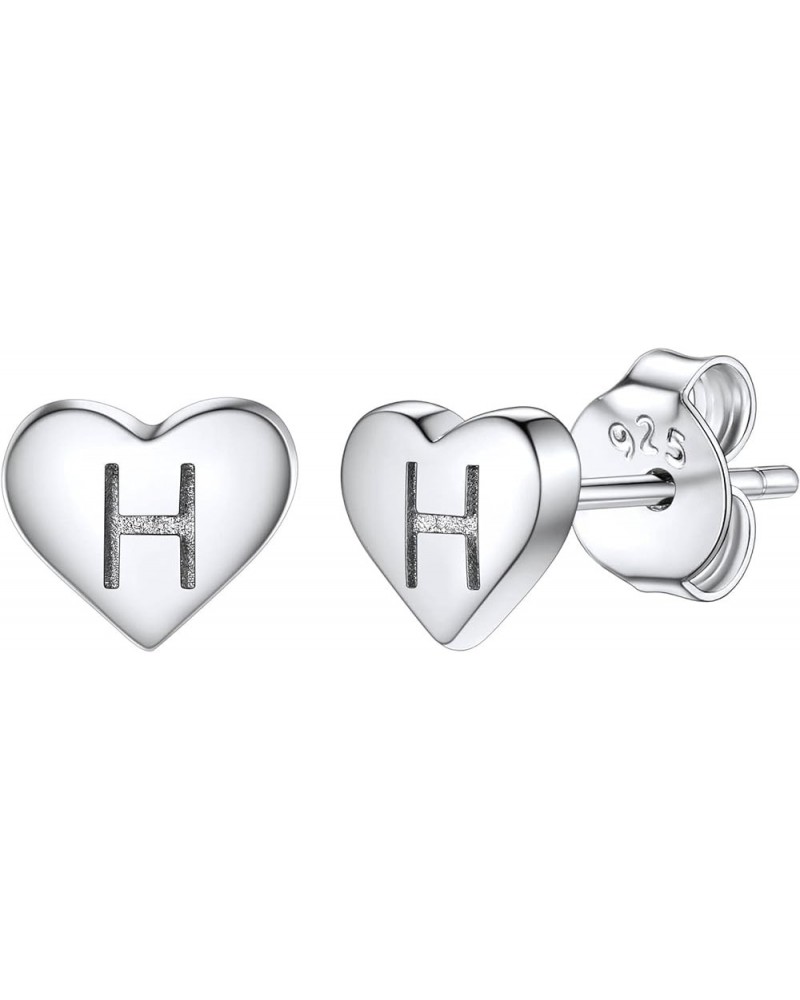 925 Sterling Silver Heart Letter Stud Earrings for Women Initial Earring for Girls with Gift Packaging H $10.06 Earrings