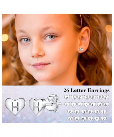 925 Sterling Silver Heart Letter Stud Earrings for Women Initial Earring for Girls with Gift Packaging H $10.06 Earrings