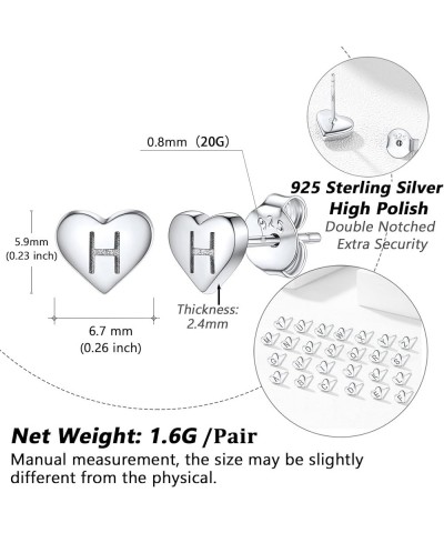 925 Sterling Silver Heart Letter Stud Earrings for Women Initial Earring for Girls with Gift Packaging H $10.06 Earrings