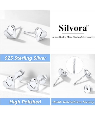 925 Sterling Silver Heart Letter Stud Earrings for Women Initial Earring for Girls with Gift Packaging H $10.06 Earrings