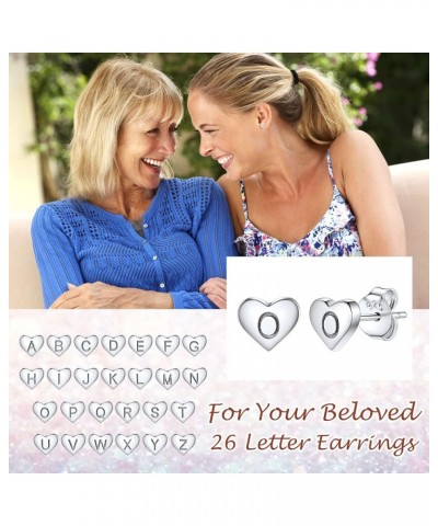 925 Sterling Silver Heart Letter Stud Earrings for Women Initial Earring for Girls with Gift Packaging H $10.06 Earrings