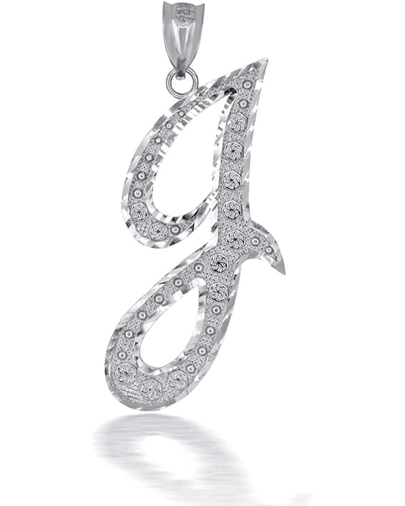 Certified Sterling Silver Script Initial Letters "A-Z" Pendant Charm Necklace J $13.49 Pendants