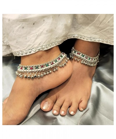 Indian Bollywood Faux Kundan Pearl Wedding Bridal Anklet Pair with Bells Bracelet PayPal Foot Jewelry Style 7 $12.41 Anklets