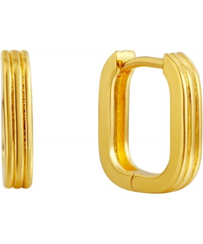 Geometric 18k Gold Sterling Silver Small Medium Large Contemporary Hoop Earrings for Women 03-Ribbed Link Yellow Gold $12.30 ...