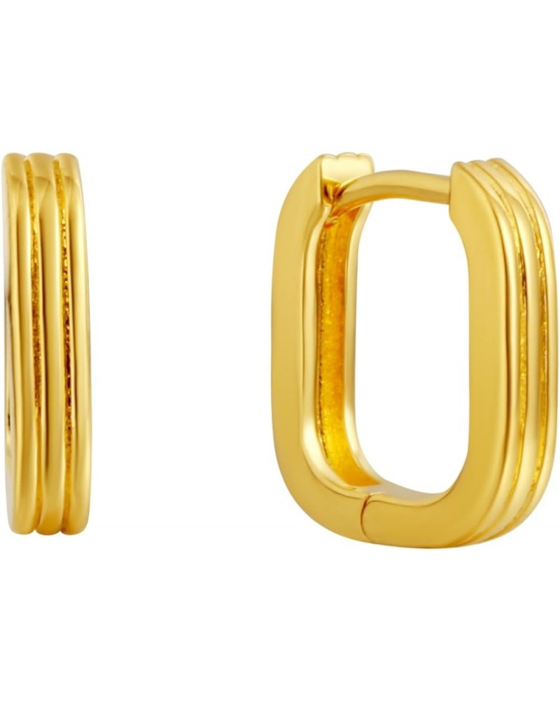 Geometric 18k Gold Sterling Silver Small Medium Large Contemporary Hoop Earrings for Women 03-Ribbed Link Yellow Gold $12.30 ...