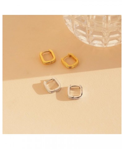 Geometric 18k Gold Sterling Silver Small Medium Large Contemporary Hoop Earrings for Women 03-Ribbed Link Yellow Gold $12.30 ...