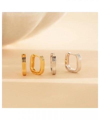 Geometric 18k Gold Sterling Silver Small Medium Large Contemporary Hoop Earrings for Women 03-Ribbed Link Yellow Gold $12.30 ...