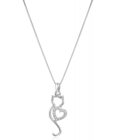 1/10 cttw Diamond Pendant, Diamond Cat Pendant Necklace for Women in 14K White Gold with 18 Inch Chain, Prong Setting $83.25 ...