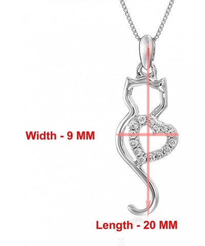 1/10 cttw Diamond Pendant, Diamond Cat Pendant Necklace for Women in 14K White Gold with 18 Inch Chain, Prong Setting $83.25 ...