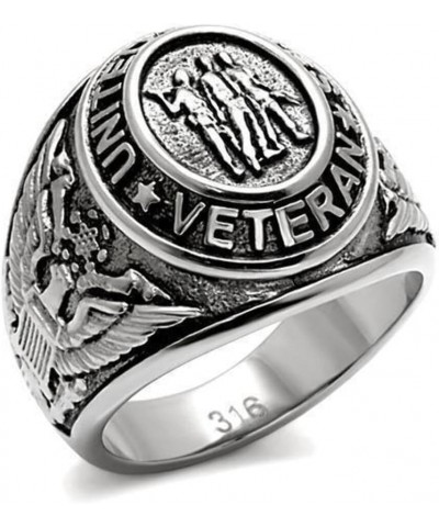 US Veterans Ring for Men and Women Unisex Stainless Steel Military Patriotic Ring in Silver $32.48 Rings