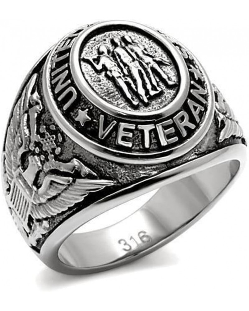 US Veterans Ring for Men and Women Unisex Stainless Steel Military Patriotic Ring in Silver $32.48 Rings