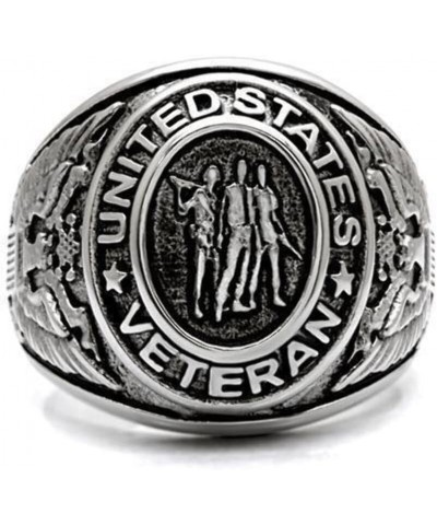 US Veterans Ring for Men and Women Unisex Stainless Steel Military Patriotic Ring in Silver $32.48 Rings