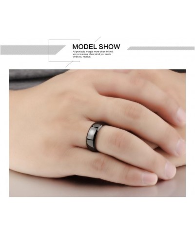 2pcs Stainless Steel Pure Black Matching Couple Wedding Rings Band For Him and Her Promise Jewelry Men Size 9 & Women Size 6 ...