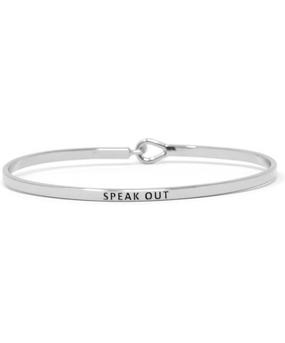 Inspirational Bracelets for Personalized Gifts Positive Message Engraved Thin Bangle Hook Bracelet SPEAK OUT - SILVER $8.15 B...