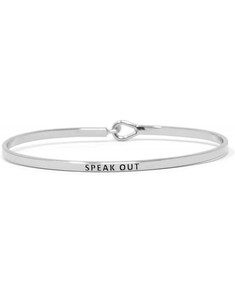 Inspirational Bracelets for Personalized Gifts Positive Message Engraved Thin Bangle Hook Bracelet SPEAK OUT - SILVER $8.15 B...