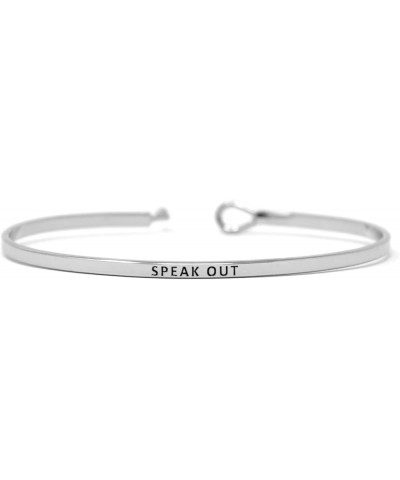 Inspirational Bracelets for Personalized Gifts Positive Message Engraved Thin Bangle Hook Bracelet SPEAK OUT - SILVER $8.15 B...