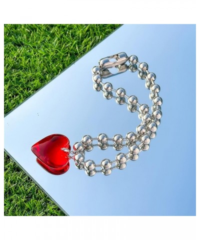 Puffed Red Heart Necklace Heart Pendant Necklace With Adjustable Chain Chunky Heart Choker Necklace for Women Jewelry R $7.83...