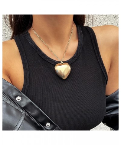 Puffed Red Heart Necklace Heart Pendant Necklace With Adjustable Chain Chunky Heart Choker Necklace for Women Jewelry R $7.83...