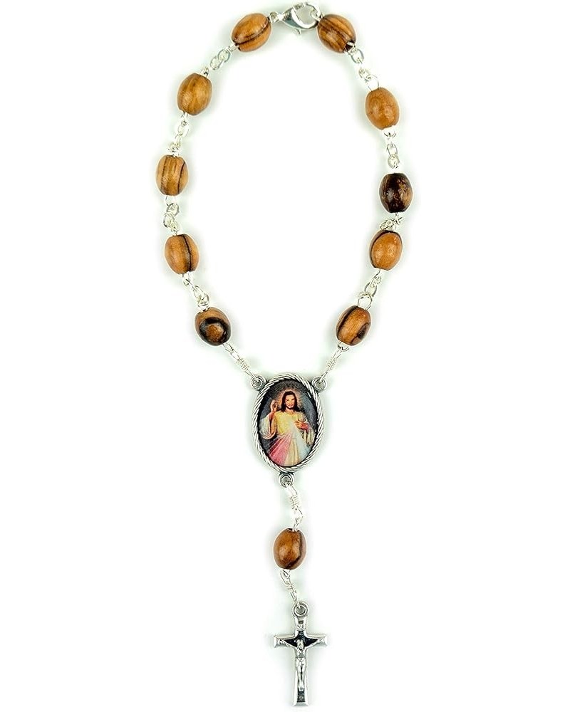 Olive Wood Car Rosary For Rearview Mirror From The Holy Land Of Bethlehem - Auto Rosary With Immaculate Heart Medal & Crucifi...