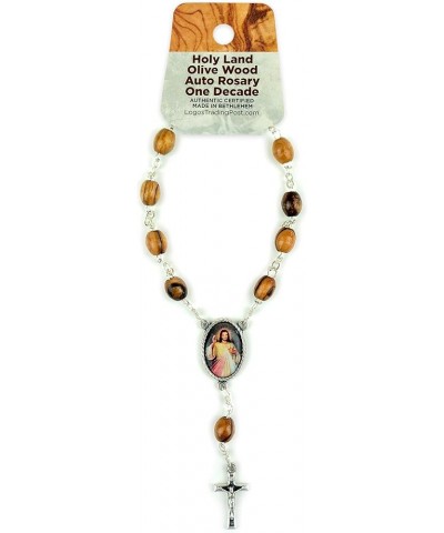 Olive Wood Car Rosary For Rearview Mirror From The Holy Land Of Bethlehem - Auto Rosary With Immaculate Heart Medal & Crucifi...