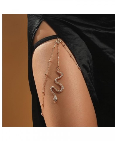 Gold Snake Thigh Chain for Women Snake Pendant Thigh Accessories Beach Boho Style Leg Chain jewelry for Women A：snake thigh c...