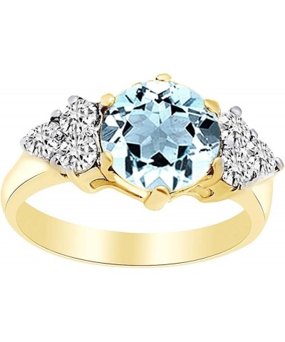 Simulated Aquamarine & White Cubic Zirconia Wedding Ring in 14k Gold Over Sterling Silver (3 cttw) yellow-gold-plated-silver ...