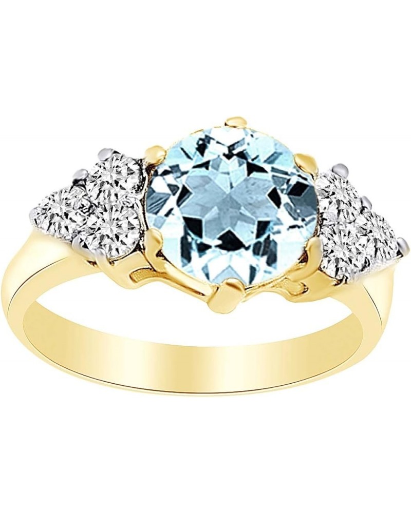 Simulated Aquamarine & White Cubic Zirconia Wedding Ring in 14k Gold Over Sterling Silver (3 cttw) yellow-gold-plated-silver ...