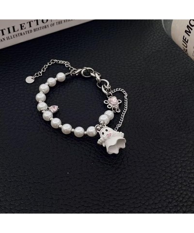 Y2k Halloween Bracelets Cute Funny Ghost Spooky Link Bracelets For Women Girls Charm Pendant Cat Pearl Beaded Strand Gothic P...