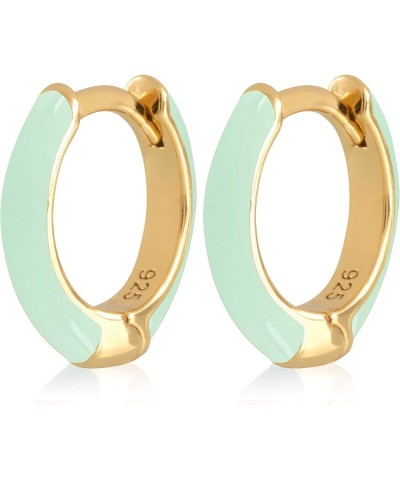 14K Gold Plated Sterling Silver Enamel Color Huggie Hoop Earrings for Women – Wide Range of Vibrant Color Options Available G...