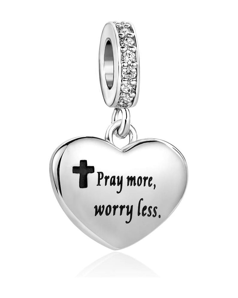 Bible Prayer Charm for Bracelets Pendant Heart Silver Cross Matthew Isaiah Dangle Charms Bracelet for Women Wife Daughter Gra...