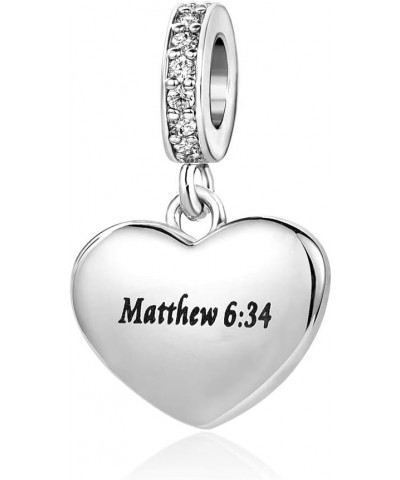 Bible Prayer Charm for Bracelets Pendant Heart Silver Cross Matthew Isaiah Dangle Charms Bracelet for Women Wife Daughter Gra...