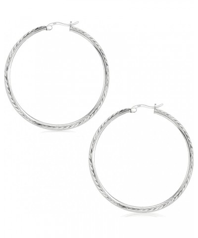 925 Sterling Silver 2MM Diamond Cut Round Hoop Earrings for Women & Girls Comes in 25MM-40MM with a Gift Box-Made in Italy 40...