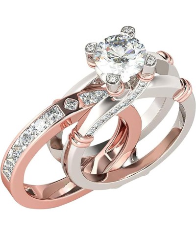 Rings for Women Creative Combination Moissanite Cubic Zirconia Two-in-One Wedding Engagement Ring Sets rose gold 8 $4.63 Rings