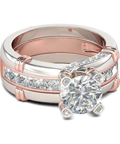 Rings for Women Creative Combination Moissanite Cubic Zirconia Two-in-One Wedding Engagement Ring Sets rose gold 8 $4.63 Rings