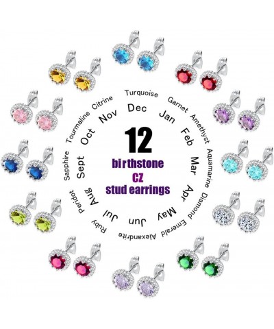 Birthstone Stud Earring Elements Brilliant Cut Round Cubic Zirconia Earrings for Women Girls October, Pink $8.69 Earrings