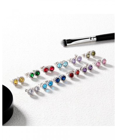 Birthstone Stud Earring Elements Brilliant Cut Round Cubic Zirconia Earrings for Women Girls October, Pink $8.69 Earrings