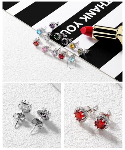 Birthstone Stud Earring Elements Brilliant Cut Round Cubic Zirconia Earrings for Women Girls October, Pink $8.69 Earrings