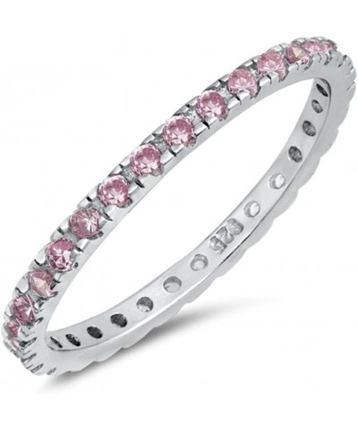 CHOOSE YOUR COLOR Sterling Silver Eternity Ring Pink (Simulated Topaz) $13.43 Rings