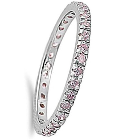 CHOOSE YOUR COLOR Sterling Silver Eternity Ring Pink (Simulated Topaz) $13.43 Rings