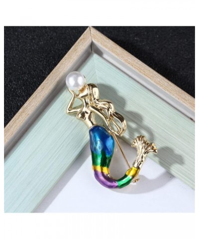 Mermaid Brooch Pearl Brooch Pin For Women Elegant Pearl Exquisite Silk Scarf Buckle Pearl Pre-Tied Neck Tie Brooches Pin Wedd...