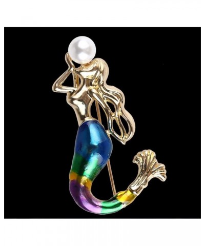 Mermaid Brooch Pearl Brooch Pin For Women Elegant Pearl Exquisite Silk Scarf Buckle Pearl Pre-Tied Neck Tie Brooches Pin Wedd...