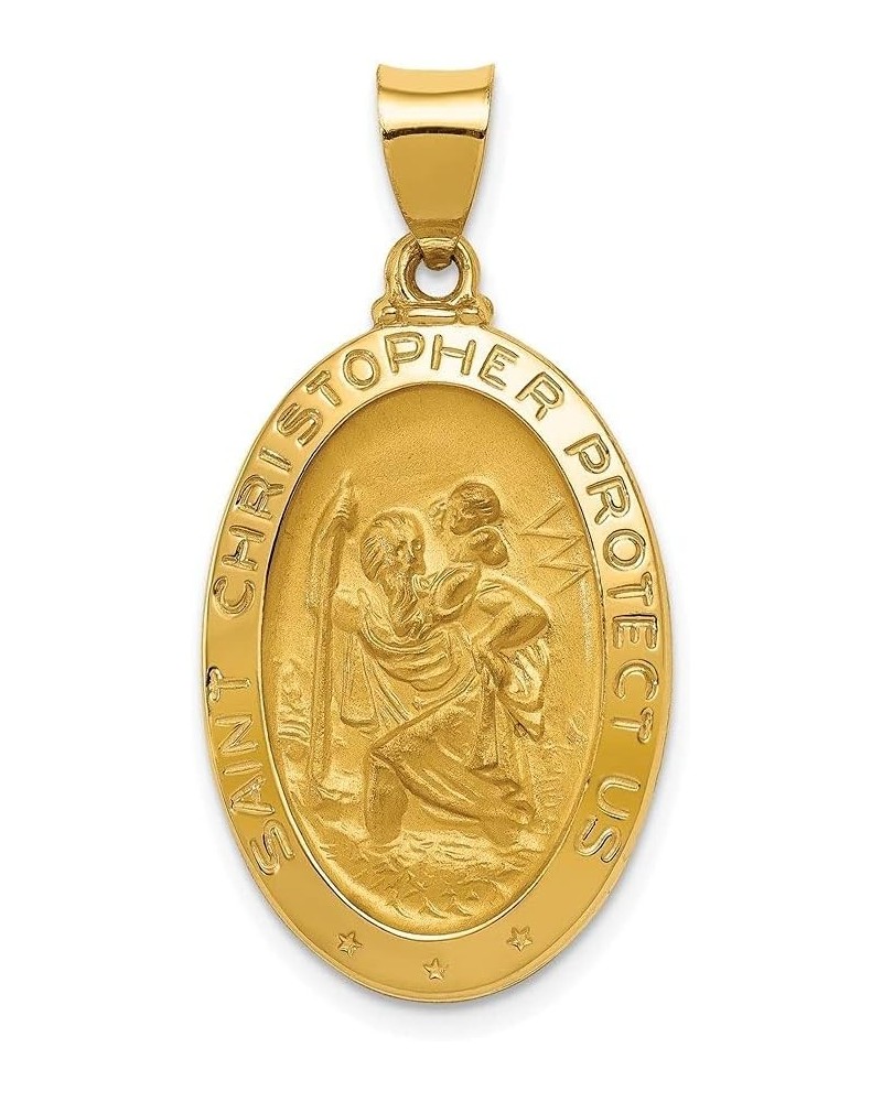 14k Yellow Gold Polished and Satin St. Christopher Medal Pendant Fine Jewelry for Women (L- 33.5 mm W- 17 mm) $112.08 Pendants