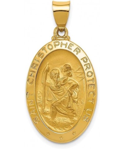 14k Yellow Gold Polished and Satin St. Christopher Medal Pendant Fine Jewelry for Women (L- 33.5 mm W- 17 mm) $112.08 Pendants