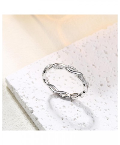 925 Sterling Silver Rings for Women Silver Twisted Rope Infinity Cubic Zirconia Eternity Wedding Band Simulated Diamond Engag...