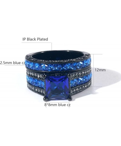 Black Gold Plated Womens Wedding Ring Sets Bridal Sets Princess cut Red Cz Engagement Ring Wedding Bands Blue 9 $11.87 Sets