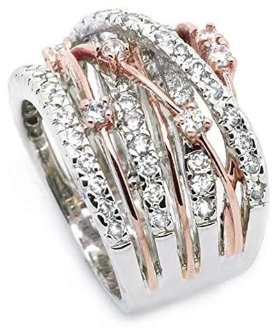 Luxury Criss Cross X Rose Gold Ring CZ Cubic Zirconia 925 Sterling Silver Eternity Rhinestone Engagement Wedding Band Ring Lo...