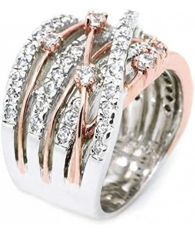 Luxury Criss Cross X Rose Gold Ring CZ Cubic Zirconia 925 Sterling Silver Eternity Rhinestone Engagement Wedding Band Ring Lo...