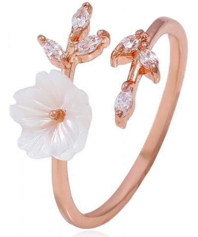 Aesthetic Rings,Women Fashion Alloy Branch Shell Flower Rhinestone Open Finger Ring Jewelry Gift 1 One Size $4.59 Rings