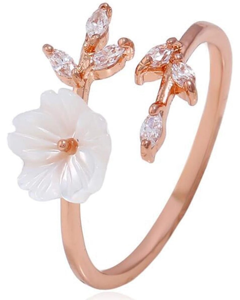 Aesthetic Rings,Women Fashion Alloy Branch Shell Flower Rhinestone Open Finger Ring Jewelry Gift 1 One Size $4.59 Rings